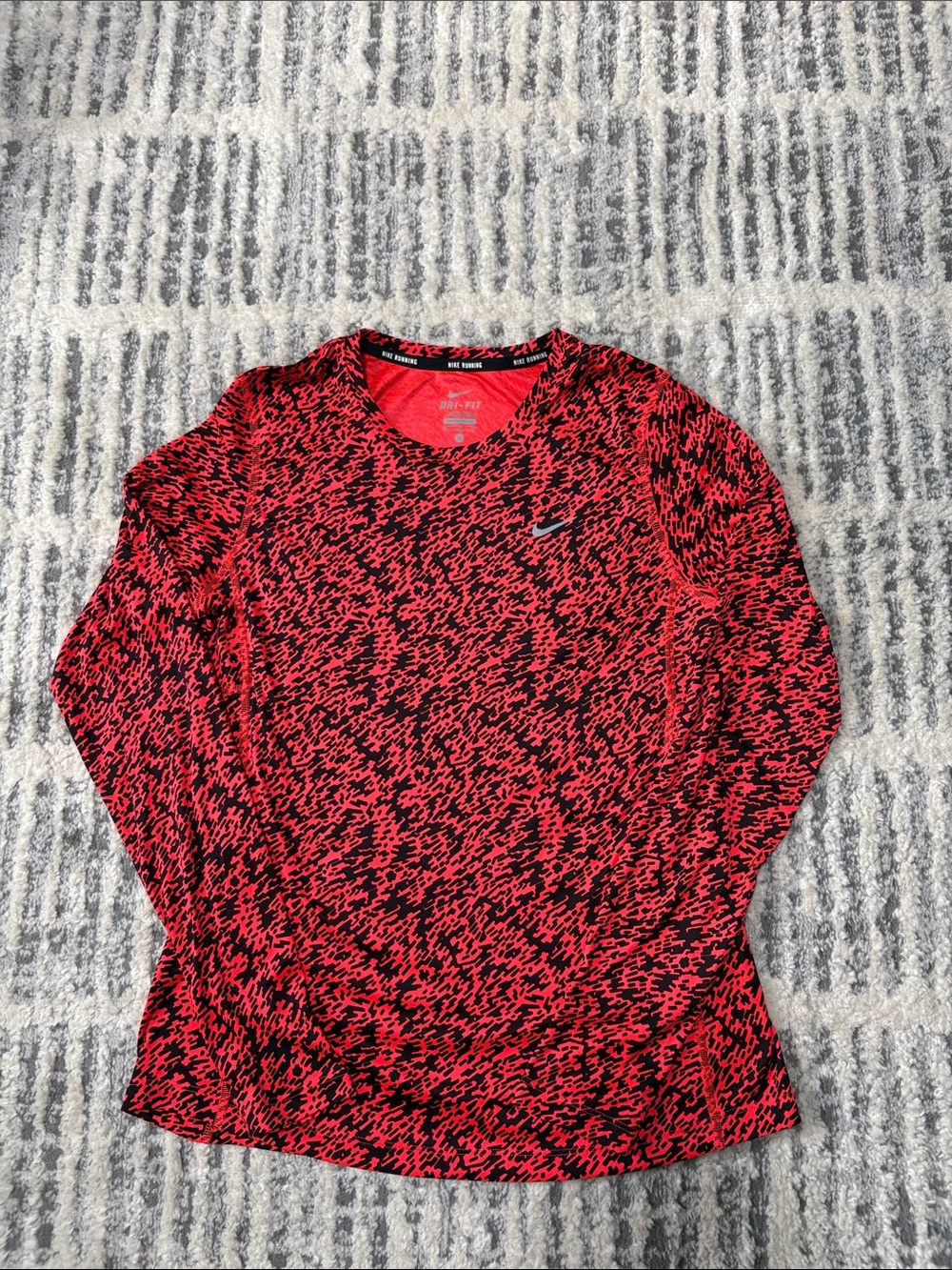 Nike Women’s Red and Black Long Sleeve Performance Top-Medium
